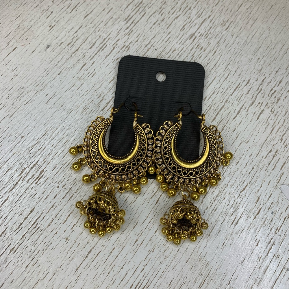 Gold Medallion Dangle Earrings